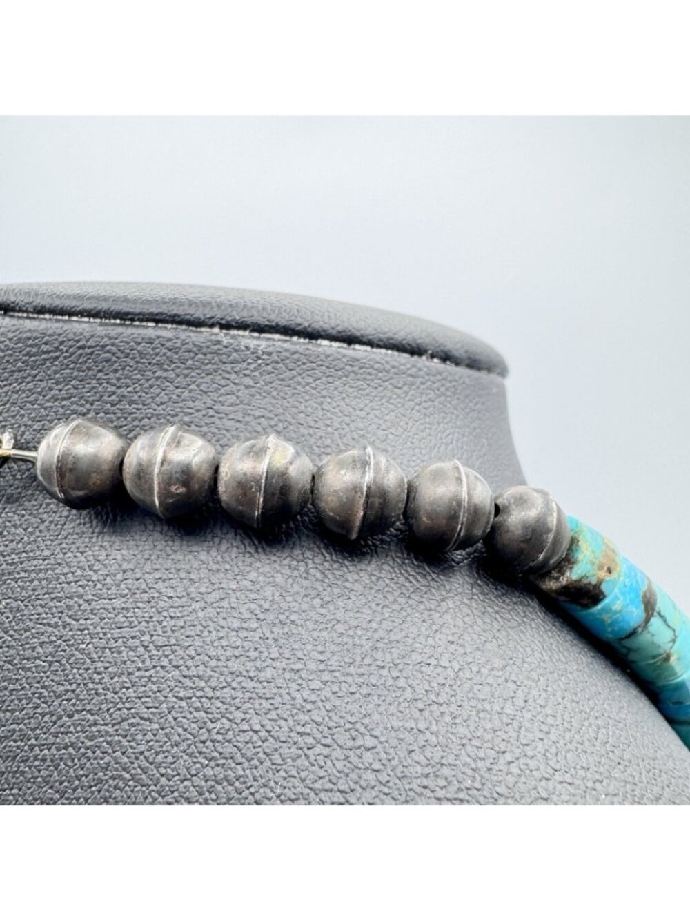 Southwestern Heishi Necklace Turquoise Sterling Bench Beads Onyx Serpentine - Picture 3 of 12
